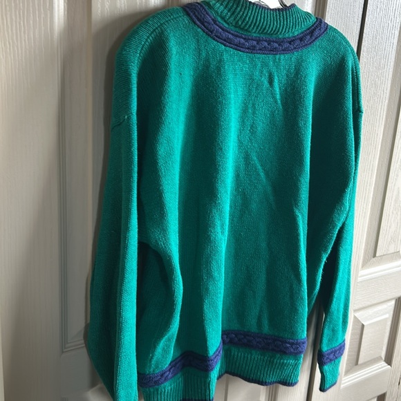 Nuovo Industrial Womans Sweater Button Down Green w Black Trimming Size S - Picture 4 of 5